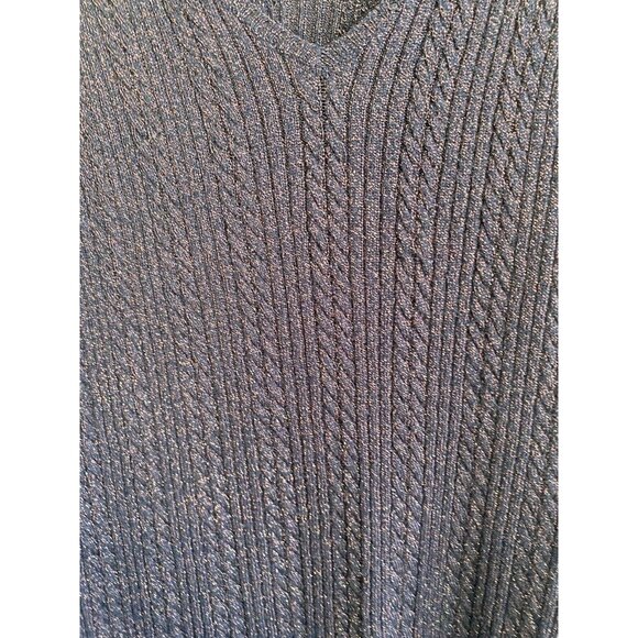 COPY - Chico's Ribbed Tank Top Size 3/XL Black Gold Metallic V-Neck Sweater - Picture 4 of 8